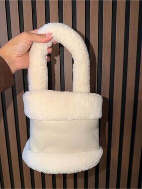 Plush Cream Shearling Tote Bag